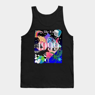 Party Like It's 1999 - 90's/2000's Nostalgia Poster Art Piece Retro Collage Tank Top